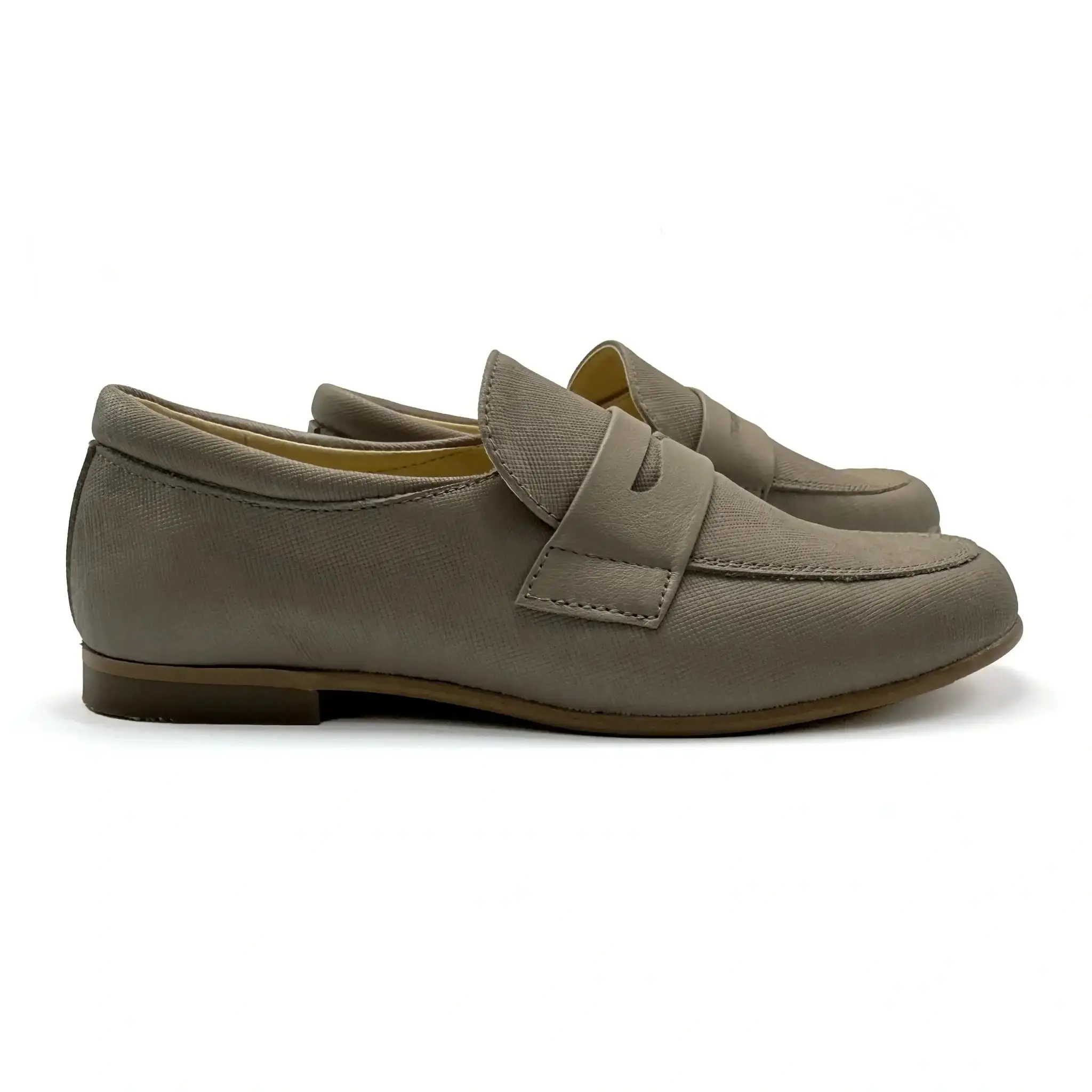 Andanines Safari Taupe Saffiano Penny Loafer
