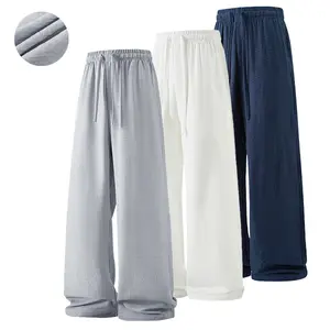 Men’s breathable linen casual pants — loose drawstring waist design, comfortable for all seasons, solid color with pockets, hand wash/dry clean, non-stretch fabric, beach outdoor casual pants