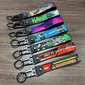 JDM Culture Style Keyring Racing Car Motorcycle Keychain Ring Chain Steel Spring Clip Lanyard Key Strap Auto Pendant Accessories