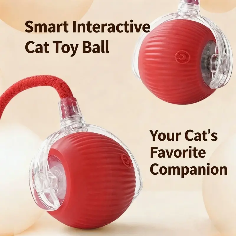 Durable Automatic Rubber Cat String Ball Chaser - Rolling, Sensory ...