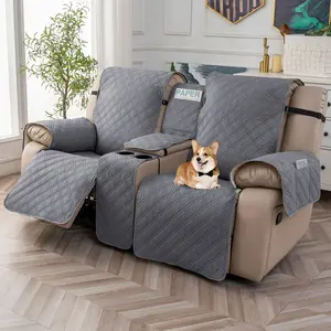 Waterproof Loveseat Recliner Cover with Console & Straps, Pet-Friendly Dual Reclining Sofa Protector, Split Couch Covers for Home
