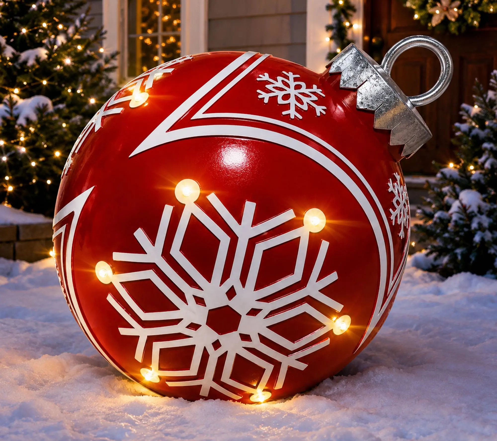 RC Home 31" LED Red & White Christmas Ornament w/Timer