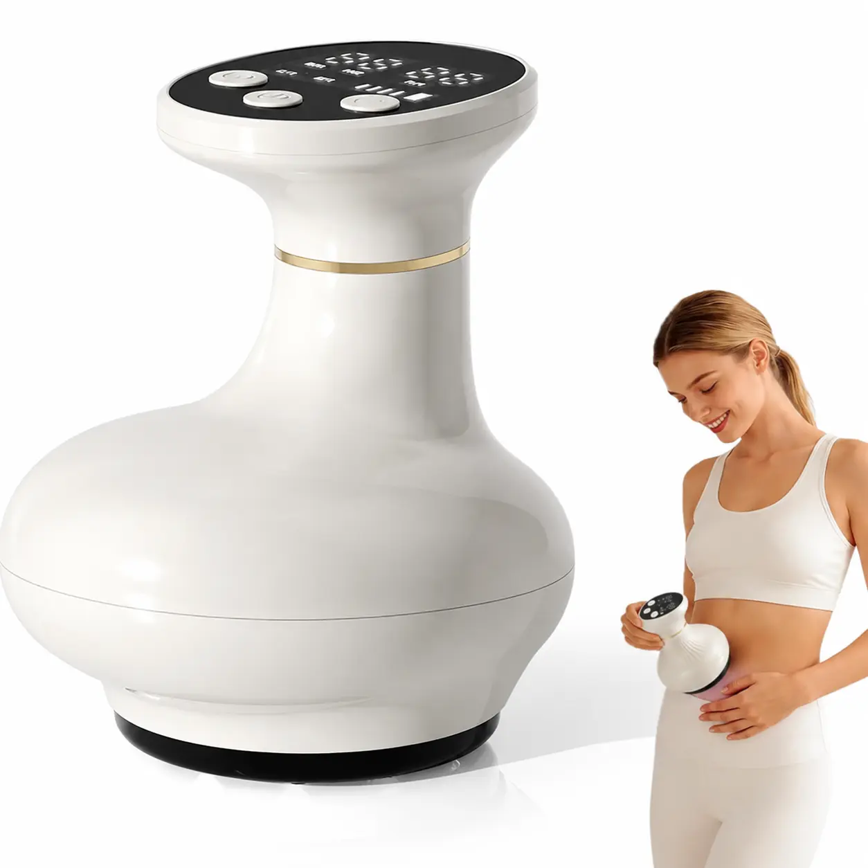 Smart Electric Cupping Massager, Heated Vacuum Suction Gua Sha Tool with 12 Adjustable Levels, Digital Display & USB-C Charging