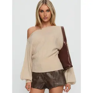 Jackeline Off Shoulder Rib Jumper Cream