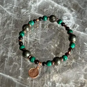 Generational Wealth Intention Bracelet- Genuine Crystals and Copper Beads with Penny Charm