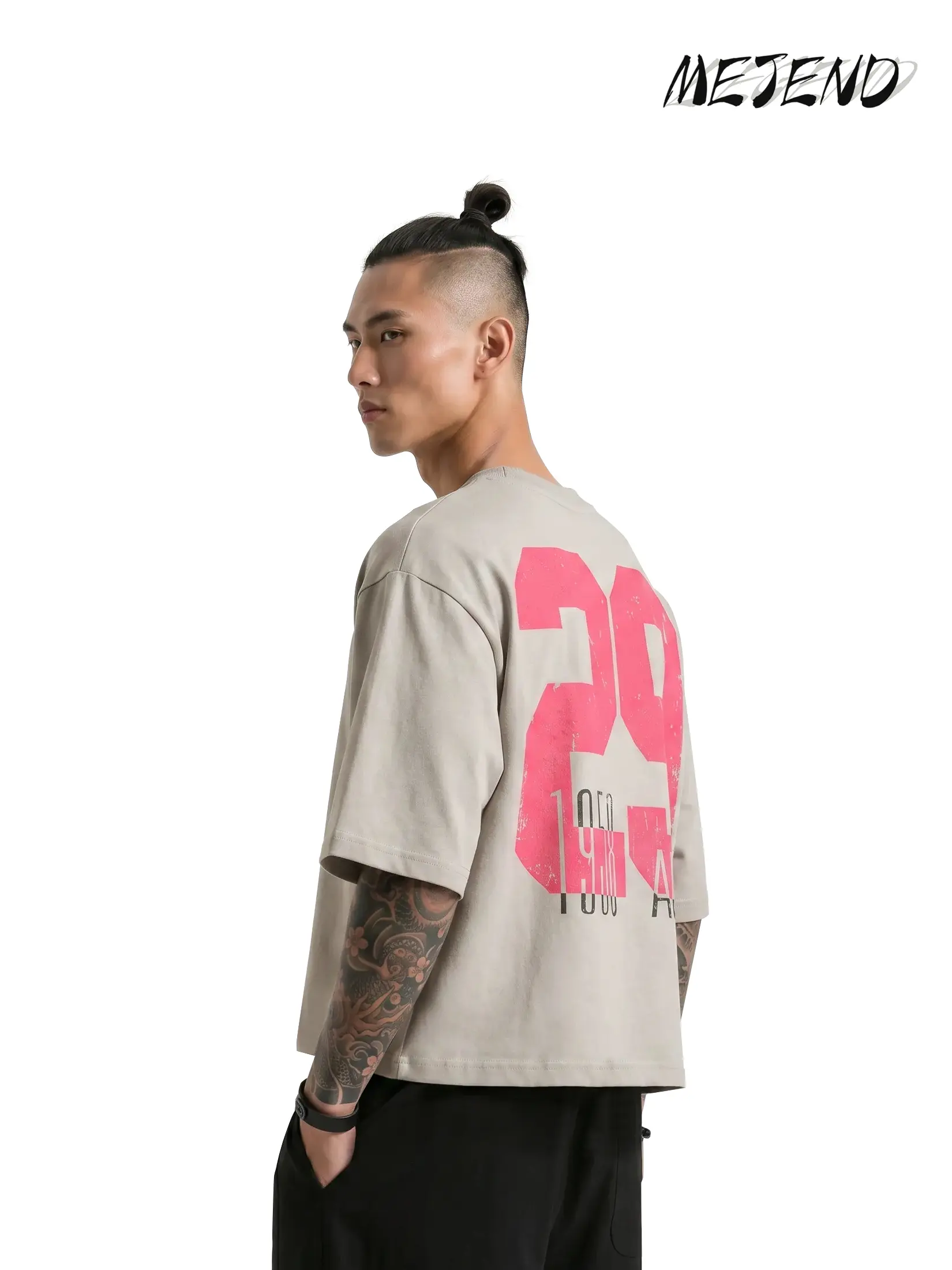 MeJend 12oz Max Heavyweight Cropped Tee, 100% Cotton, Casual Crewneck Tshirt, Mens Graphic Tees, MeJend Boxy tee, Thick Fabric tshirt Streetwear