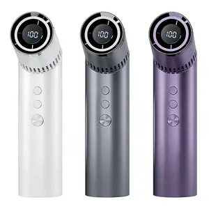 Portable Aluminum Alloy Foldable Handheld Mini Turbine Fan High-Speed Air Cannon Efficient Cooling Rechargeable Flashlight with 90,000 RPM Motor and LED Display