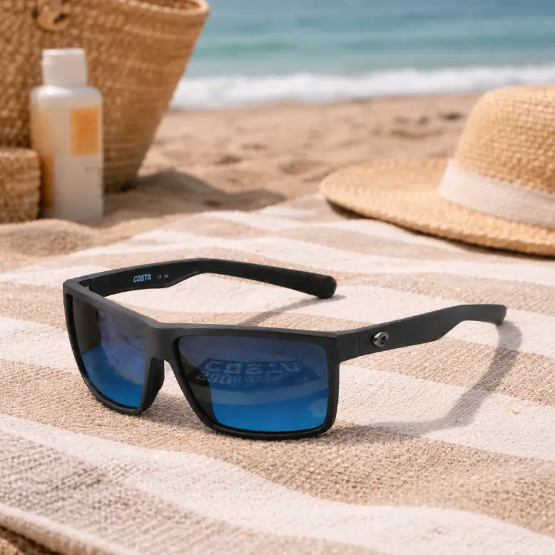 Costa Del Mar Polarized Sunglasses UV400 Black Frame Blue Lagoon Mirror Lens Men’s Driving Beach Fishing Eyewear