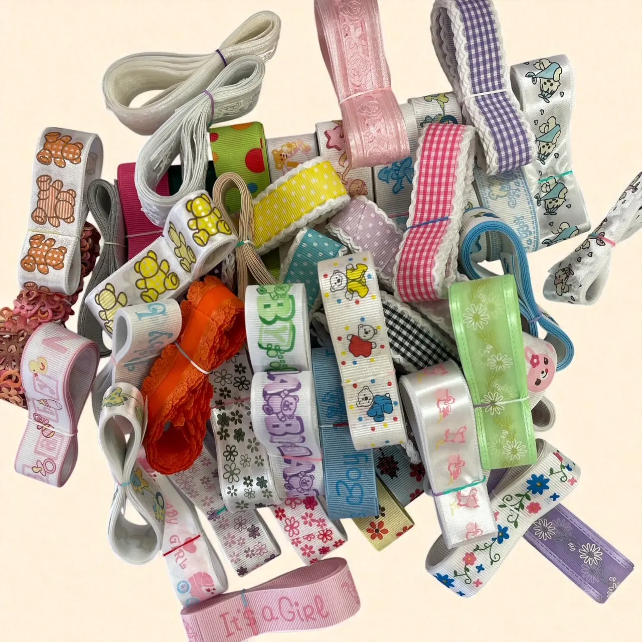 Assorted 7/8 Inch Ribbon 50 Bunches Total 100 Yards for Arts Crafts and Scrapbooking with Various Patterns and Designs