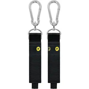 Hook 'n Hang  Straps - 18" (2-Pack) Black - Carabiner Straps to use as an Extension Cord Holder with Hooks
