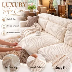 1pc All-Season Fox Tail Stripe Couch Cover, Luxurious Elastic Sofa Protector, Pet-Friendly Non-Slip Furniture Cover
