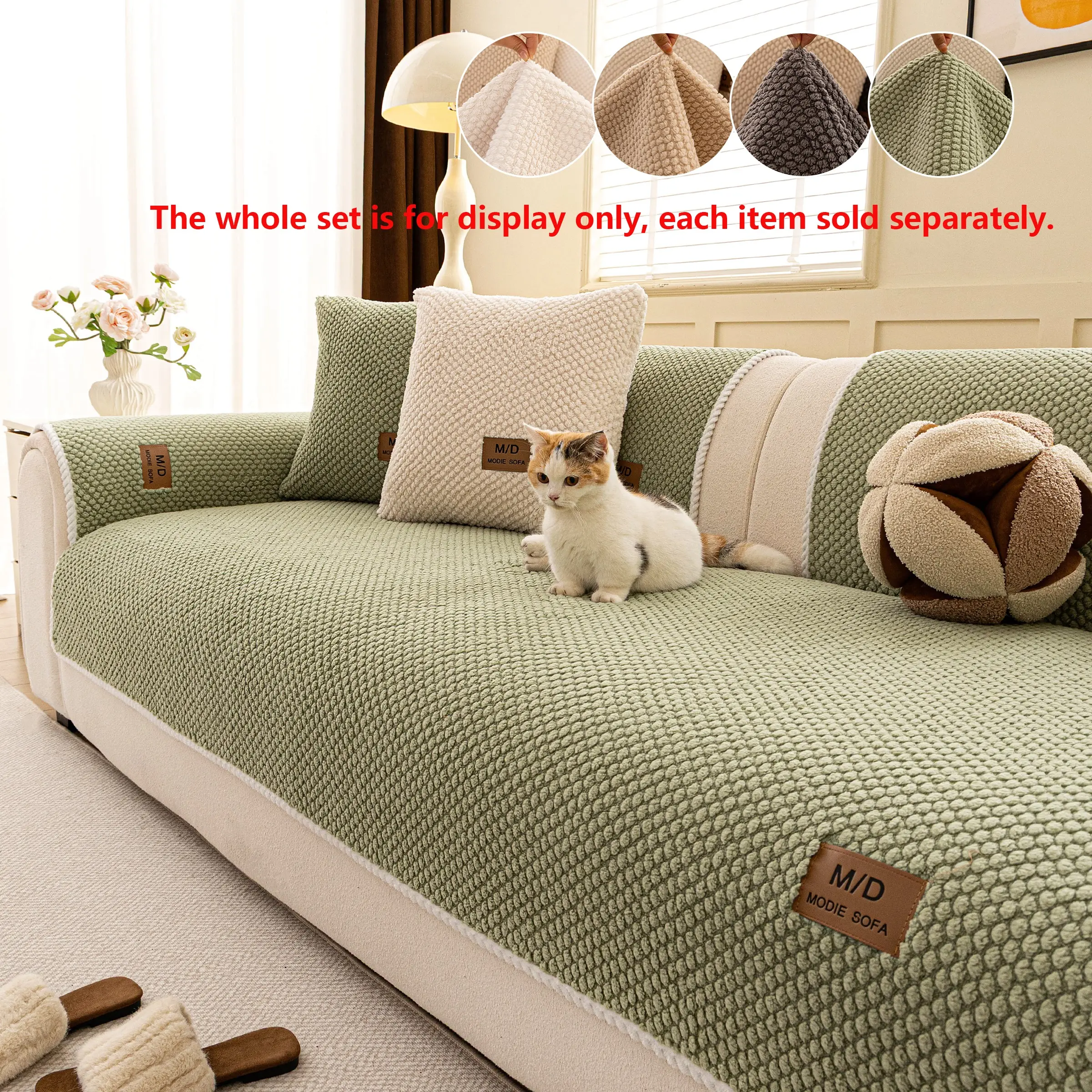 1pc Simple Fresh Leather Label Dot Sofa Cushion, Comfortable Soft Non-Slip Bottom, All-Season Dustproof Scratch-Resistant Pet-Friendly