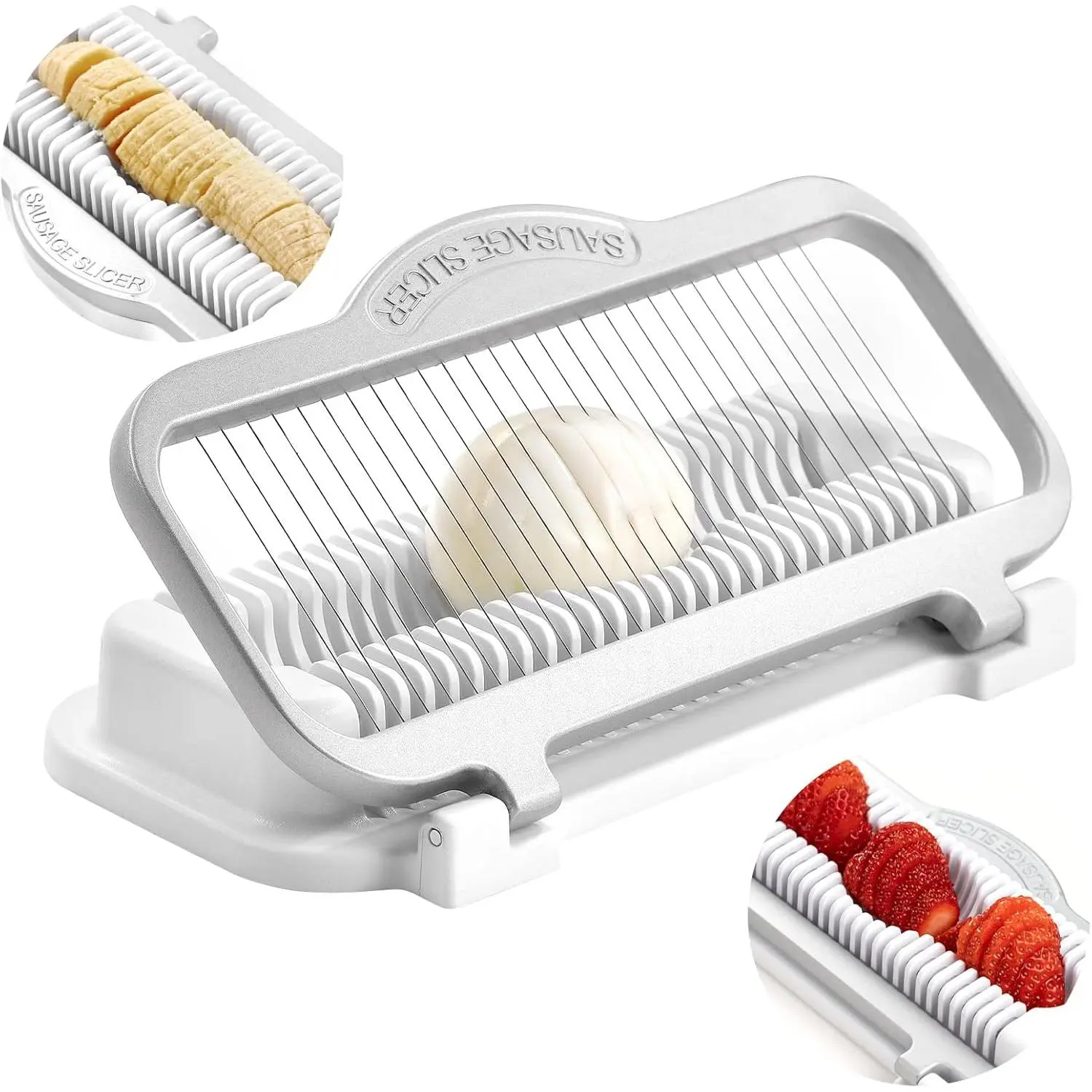 Egg Slicer for Hard Boiled Eggs Banana Slicer, Aluminium & Stainless Steel Wires Strawberry slicer Multipurpose Heavy Duty Dishwasher Safe Banana  slicer