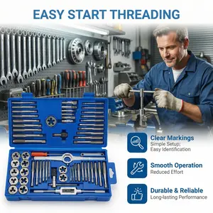 Tap and Die Set, Various specifications, 40-Piece Include Metric Size M2 to M18, Bearing Steel Taps and Dies, Essential Threading Tool for Cutting External Internal Threads, with Complete Accessories and Storage Case