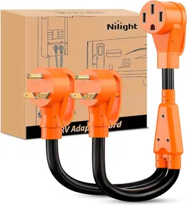 Nilight RV Y Splitter Adapter Cord 30 Amp to 50 Amp TT-30P Male Plug to 14-50R Female Receptacle Heavy Duty Electrical STW Wire Waterproof Cord for RV Camper Van Trailer