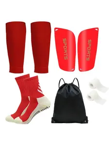 Soccer Training Socks Set, 1 Set Including 1 Pair Soccer Socks, 1 Pair Leg Cover, 1 Pair Shin Pads & 1 Count Sports Ball Bag, Sports Socks for Men & Women