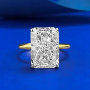 S925 Sterling Silver Ice Flower Cut Rectangular Ring  8A Cubic Zirconia Ring
