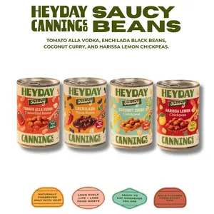 Heyday Saucy Beans Best Sellers 4-Pack - Harissa Lemon Chickpeas, Coconut Curry Chickpeas, Enchilada Black Beans & Tomato Vodka Cannellini Beans
