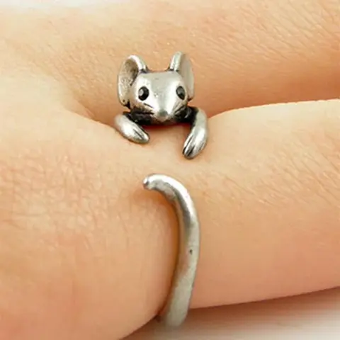 Cute Vintage Mouse Charms Design Copper Ring, Animal Themed Fashion Unique Beautiful Rings Jewelry for Party, Daily Clothing Decor for Girl, Gifts for Her, Statement Rings