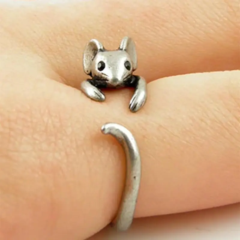 Cute Vintage Mouse Charms Design Copper Ring, Animal Themed Fashion Unique Beautiful Rings Jewelry for Party, Daily Clothing Decor for Girl, Gifts for Her, Statement Rings