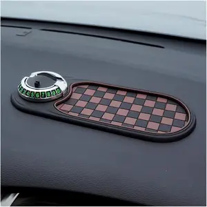 360° Rotatable Car Anti-Slip Mat, Universal Dashboard Phone Holder with Parking Number Display, Multifunction Storage Tray for Car Interior, Silver