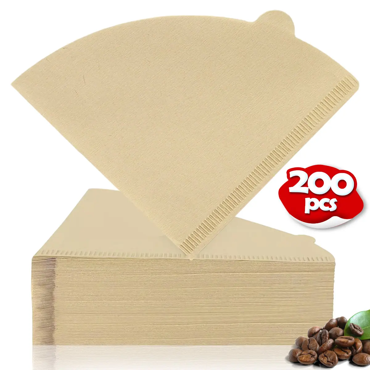 200pcs Cone Coffee Filters, For 1-4 Cup Disposable Coffee Filters Paper, Disposable Unbleached Natural Cone Filter Papers Size 01 and Size 02 Pour Over Coffee Filter Compatible with Pour Over and Drip Coffee Maker, Consistent Brew, Kitchen