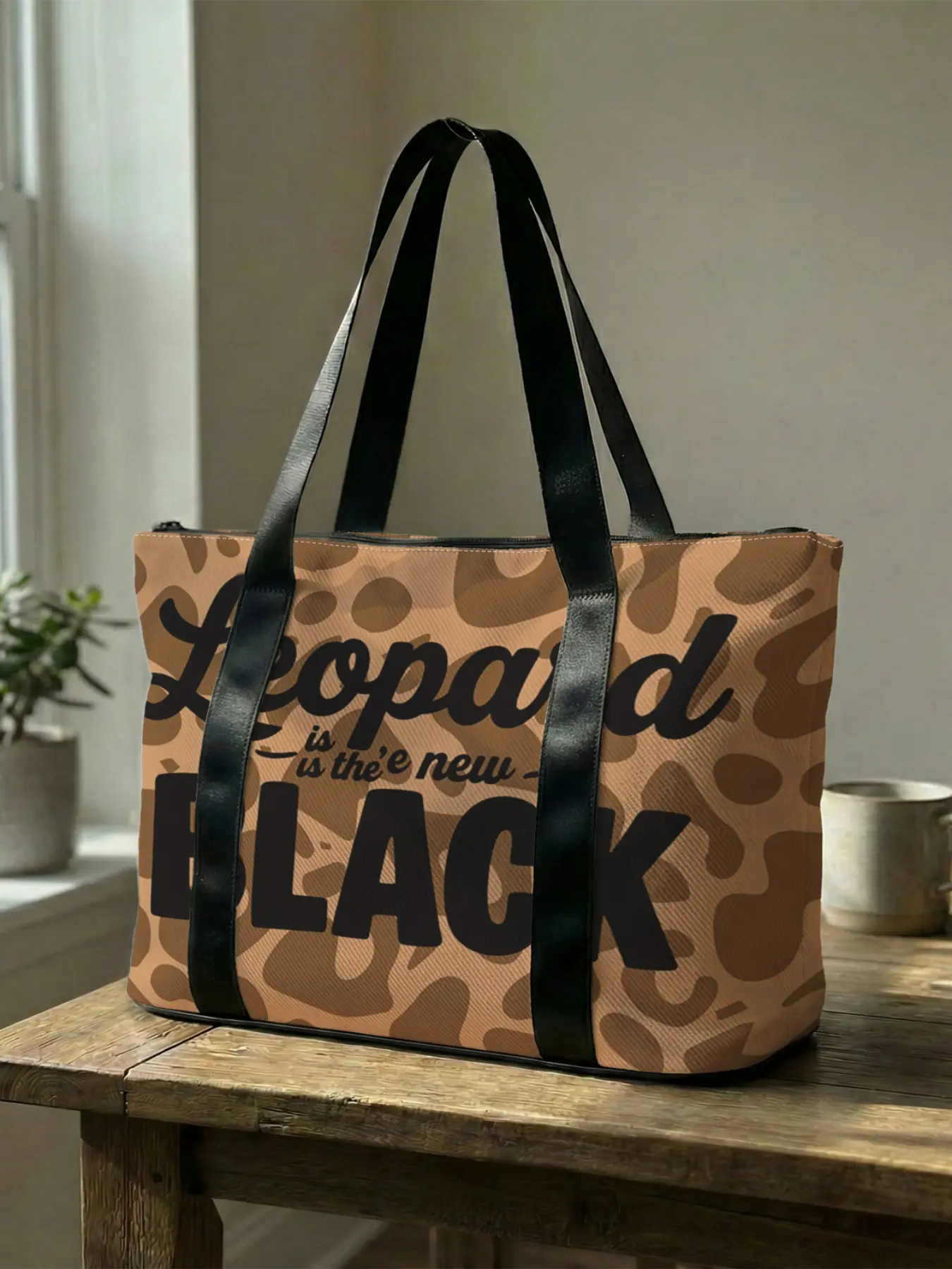 1 Piece Leopard Print Handbag, Large Capacity Travel Tote Bag, Portable Overnight Bag, Fashionable Travel Bag, Yoga Gym Bag, Gym Workout Bag, Casual Sports Bag, Sports Fitness Bag, Training Bag, Multifunctional Sports Bag