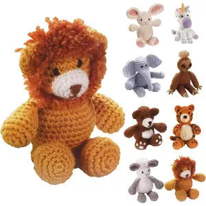Little Crochet Friend Animals Crochet Kit, Lion, 8", Complete Kit, Learn to Animal Starter Kit for All Ages, Includes Instructions, DIY Amigurumi Kits