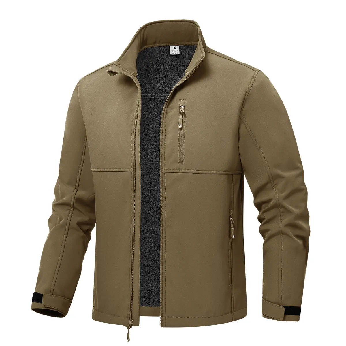 GOPUNE Mens Lightweight Softshell Jacket Warm Lined Waterproof Windbreaker Fleece Lined Insulated Thermal, Windproof, 5 Pockets, Full Zip Up Front, Perfect for Fall Winter Casual Outdoor Travel Hiking