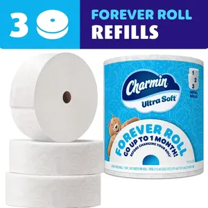 Charmin Ultra Soft Toilet Paper, Forever Roll Refill Rolls, 2-Ply Bath Tissue, 3 Count