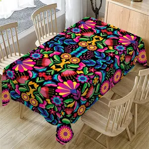 Mexican Traditional Pattern Tablecloth, Rectangular Tablecloth, Picnic Table Cover, Table Decoration Supplies for Outdoor Picnic Table, Home Kitchen Dining Room Wedding Party