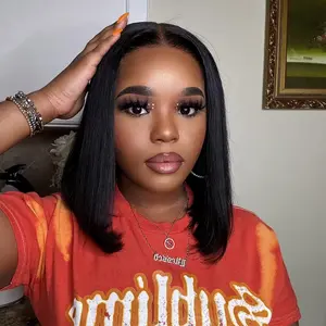 Glueless Staight Short Bob Wig 5x5 Pre Plucked Hairline Pre-Cut Lace Wig 180% Density HD Transparent Lace Closure Wigs Human Hair for Black Women Short Straight Bob Wigs No Glue Lace Closure Wigs Beginner Friendly Gift for Girlfriend/Wife/FamilySpringtok