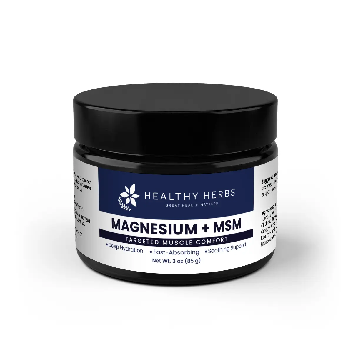 Healthy Herbs Magnesium + 5% OptiMSM Targeted Muscle Comfort Cream - Smooth, Nourishing Coconut-Infused Gentle Body Care, Fast-Absorbing Evening Recovery, All-Skin Moisture, Non-Greasy 3 oz (85g) Daily Support, Silky, Hydrating, Moisturizers, Muscles, Ten