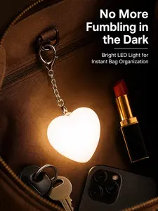 Heart Shape Motion Sensor Purse Light, USB Rechargeable Handbag Light for Women, Portable LED Bag Finder Light Led Accessories