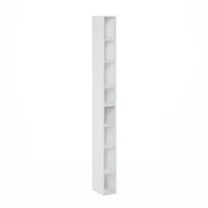 FULDA Bookcase, 8-Tier Bookshelf, Bookcase with Space Saving Storage Shelf, 9.2 x 5.9 x 70.9, for Living Room Bedroom Home Office, White