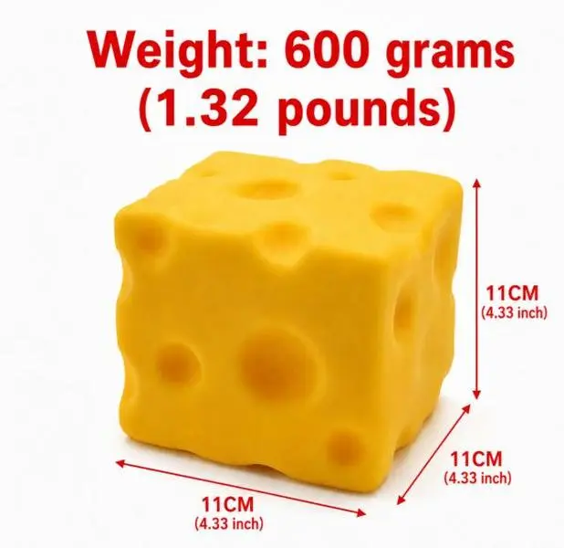 Cheddar Cheese Shape XXL Unisex Stress Relief Toy, Super Huge Sensory Fidget Squishies, Large Food-Themed Huge Squishies squeeze