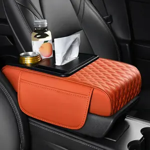 Car Armrest Box Pad 5 in 1 Mobile Phone Holder Multifunctional Car Paper Box Thicken Height Arm Rest Cushion Car Storage Box