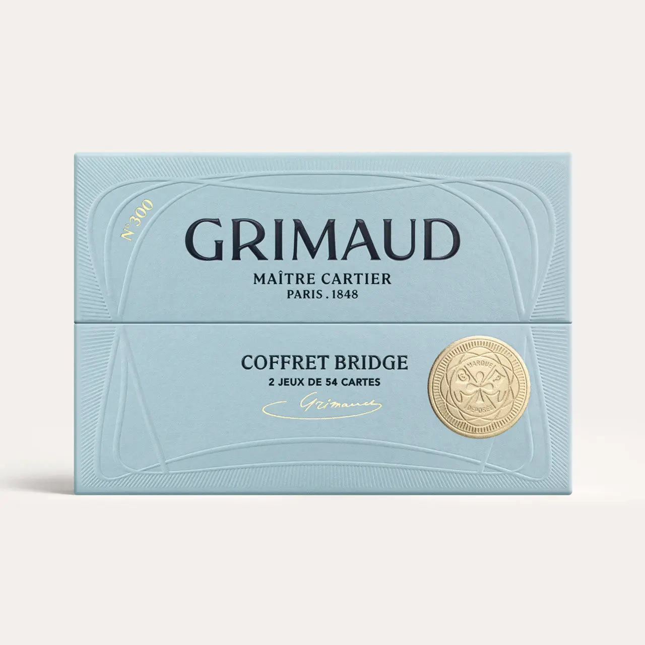 Grimaud N°300 Bridge Coffret Collectible Card Game Set - 2 Bridge/Poker-Size 2.5×3.5in (64×89mm) Matched Decks, Black Core Casino-Grade Paper, Premium Construction, Institutional Heritage, Ideal Gift for Gaming Enthusiasts
