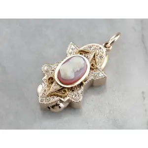 Victorian Era Antique Cameo Slide Pendant
