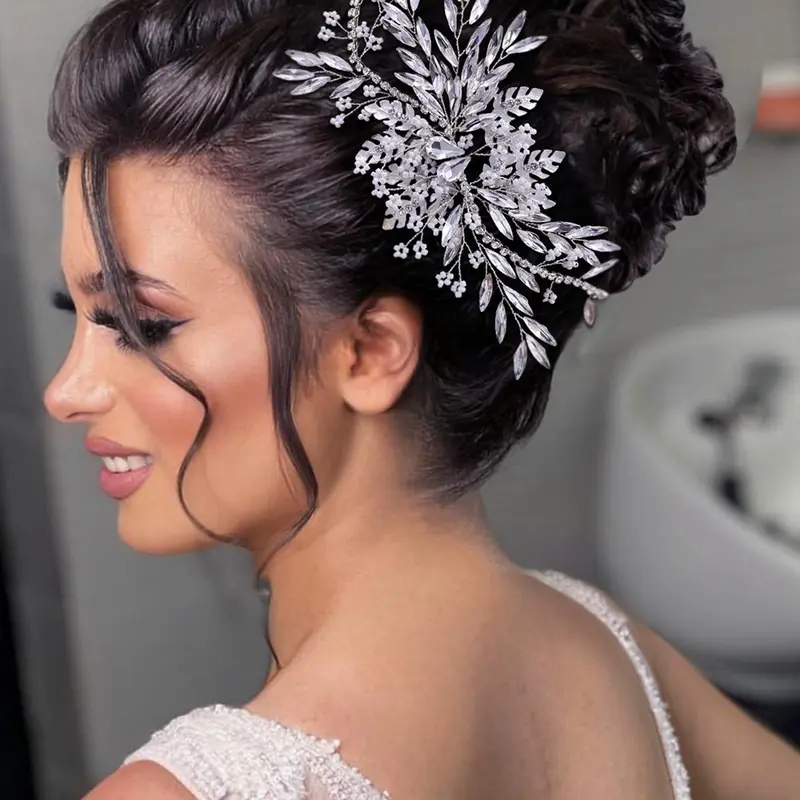 Rhinestone Decorated Bridal Headwear Tiara, Elegant Snowflake Design Hair Accessories for Wedding Bridal Party Formal Occasions, Fashion Hair Accessories for Women