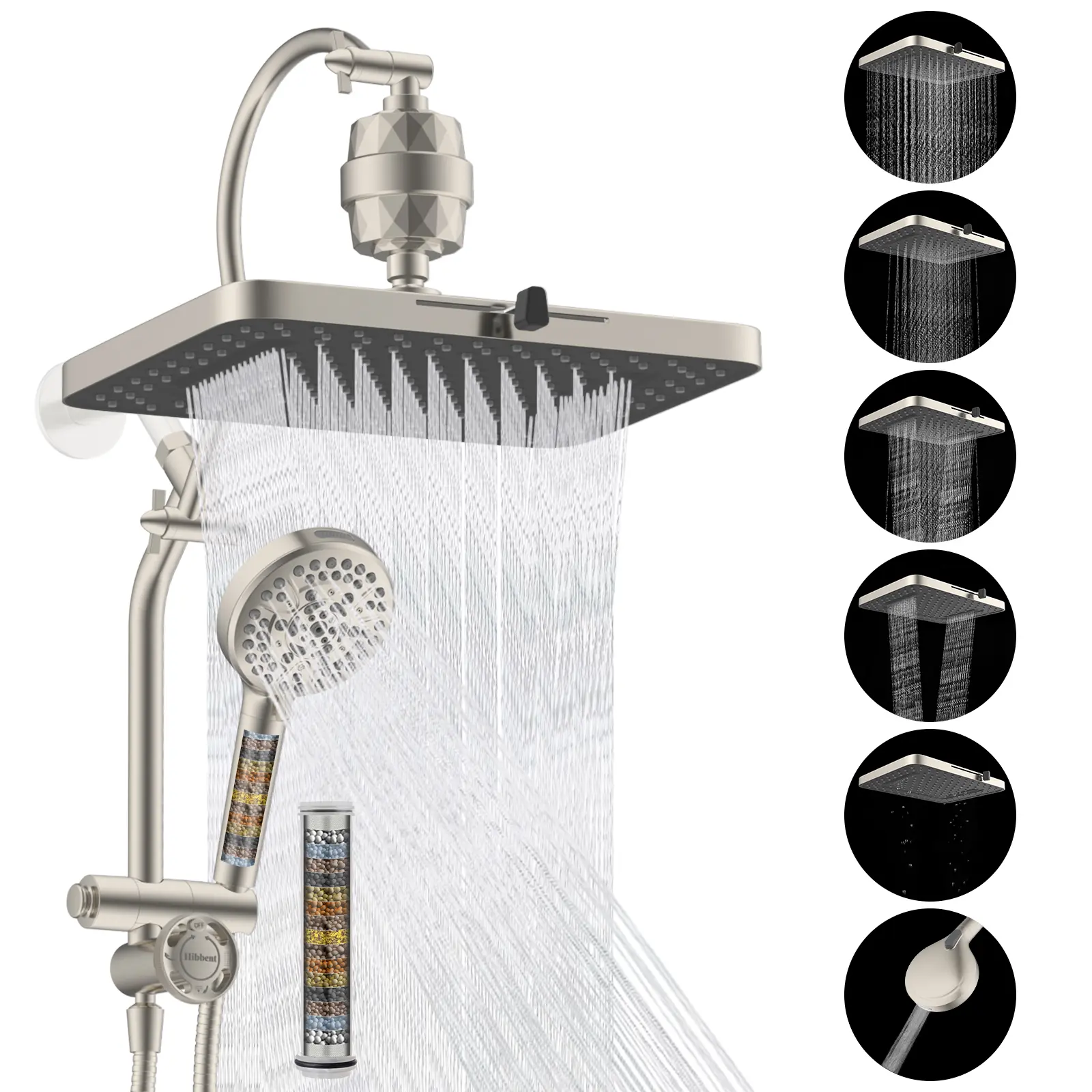 Brushed Nickel+ + 20 Stage Shower Filter set