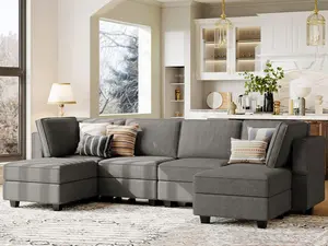 [Summervibes]Belffin U Shaped Sofa Modular Couch Reversible Storage Ottoman 6 Seater Sofa Large Couches U Shape Couch
