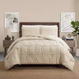 Tan Riley Pleated 3-pc. King Comforter Set