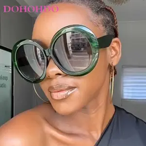 2025 Vintage Oversized Round Sunglasses Women Luxury Brand Design Big Frame Sun Glasses Unisex Outdoors Riding Eyeglasses UV400