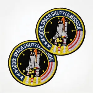 2PCS Space Shuttle Velcro Patch – NASA Inspired Embroidered Rocket Mission Badge for Backpack Jacket Hat