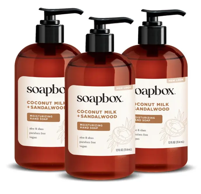 Liquid Hand Soap, Coconut Milk & Sandalwood, Gentle & Moisturizing Hand Wash for Kitchen and Bathroom, Vegan & Cruelty Free Scented Hand Soap 12 Ounce Pump Bottles (Pack of 3)