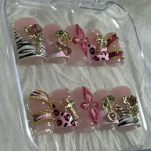 ACRYLIC handmade press ons - pink glam