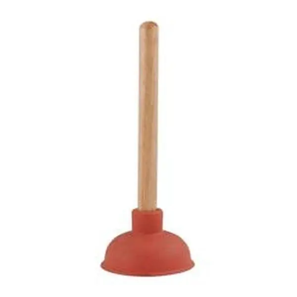 Household Toilet Plunger - 9x4 in. Dia. Head, Elasticity Cup, Sturdy Wood Handle, Essential Tool for Bathroom Daily Cleaning (Home Supplies)