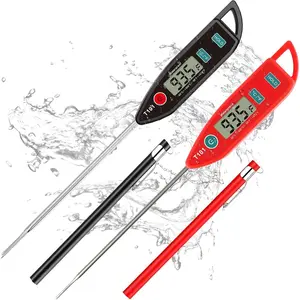 2 Pack  IPX7 Meat  Instant Read   with Long Probe for Water, Liquid, Kitchen Cooking, Grill,BBQ ! T101 X 2 count (Black & Red)...
