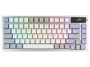 ASUS ROG Azoth 75 Wireless DIY Custom Gaming Keyboard, OLED display, Gasket-Mount, Three-Layer Dampening, Hot-Swappable Pre-lubed ROG NX Storm Switches & Keyboard Stabilizers, PBT Keycaps, RGB - White